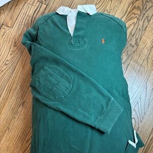 Vintage Polo RL Heavy Cotton Rugby - XL - Forest Green w/ Orange Pony Grail